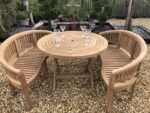 Table de jardin pliante en teck 120 cm + 6 chaises empilables – Image 7
