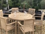 Table de jardin pliante en teck 120 cm + 6 chaises empilables