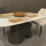 Table céramique Vernazza — blanc doré