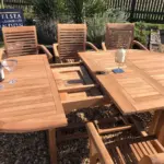 Table de jardin en teck extensible 170-240 cm + 8 chaises empilables
