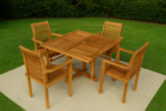 Ensemble table de jardin en teck Bromley — carré