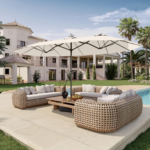 Parasol géant double 4,5 × 2,7 m — toile beige – Image 2