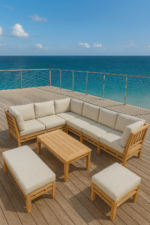 Salon de jardin d'angle en teck — modulable