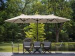 Parasol géant double 4,5 × 2,7 m — toile beige