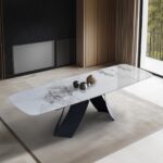 Table céramique extensible Cagliari — blanc brillant
