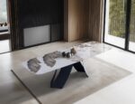 Table céramique extensible Cagliari — blanc doré brillant