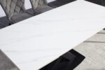 Ensemble repas céramique calacatta blanc + chaises gris premium – Image 5