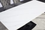 Ensemble repas céramique calacatta blanc + chaises gris premium – Image 7
