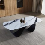 Table céramique Florence 240 cm — blanc & gris, pieds papillon