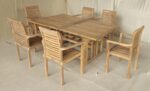 Table de jardin en teck extensible + 8 chaises empilables – Image 7