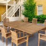 Table de jardin en teck extensible + 8 chaises empilables