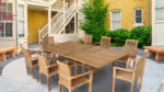Table de jardin en teck extensible + 8 chaises empilables