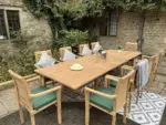 Table de jardin en teck extensible 200-300 cm + 10 chaises empilables – Image 8