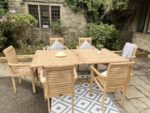 Salon de jardin en teck 14 places — table extensible, 8 chaises + 2 bancs – Image 8