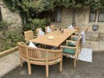 Salon de jardin en teck 14 places — table extensible, 8 chaises + 2 bancs – Image 4