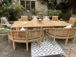 Salon de jardin en teck 14 places — table extensible, 8 chaises + 2 bancs – Image 6