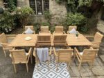 Table de jardin en teck extensible 200-300 cm + 10 chaises empilables – Image 9