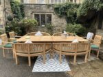 Salon de jardin en teck 16 places — table extensible, 4 chaises + 4 bancs – Image 8