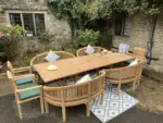 Salon de jardin en teck 16 places — table extensible, 4 chaises + 4 bancs – Image 10