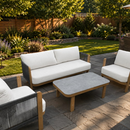 Salon de jardin Verona en aluminium — canapés et table basse