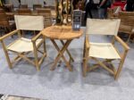 Ensemble bistro premium en teck — 2 fauteuils metteur en scène + table pliante – Image 2