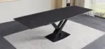 Table céramique extensible 180-260 cm — pierre sombre martelée