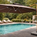 Parasol déporté aluminium 3 m — LED solaire, rotation 360°