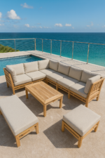 Salon de jardin d'angle en teck — modulable – Image 3