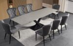 Ensemble repas céramique gris mat + chaises premium