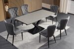Ensemble repas céramique gris mat + chaises premium – Image 4