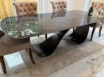 Table céramique Florence 240 cm — gris italien, pieds papillon bronze – Image 8