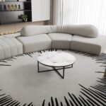 Table basse céramique blanc doré — 100 cm