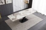 Table céramique extensible — marbre blanc & cuivre