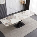 Table céramique extensible — marbre blanc & cuivre