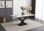 Table céramique extensible — marbre blanc & cuivre – Image 6