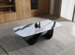 Table céramique Florence 240 cm — blanc & gris, pieds papillon – Image 2