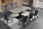 Ensemble repas céramique gris mat + chaises premium – Image 5