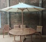 Parasol en teck premium 3 m — toile écrue – Image 5