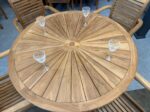 Ensemble de jardin pliant Sunrise en teck — table 120 cm + chaises – Image 5