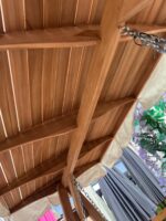 Balancelle de jardin en teck — banc suspendu avec auvent – Image 9