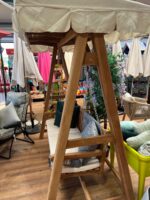 Balancelle de jardin en teck — banc suspendu avec auvent – Image 8