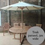 Parasol en teck premium 3 m — toile écrue