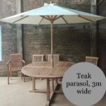 Parasol en teck premium 3 m — toile écrue