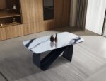 Table céramique Venice — blanc & gris, double rallonge – Image 4