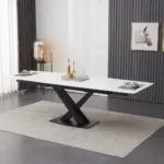 Table à manger céramique extensible — blanc mat