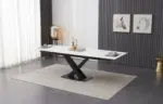 Table à manger céramique extensible — blanc mat